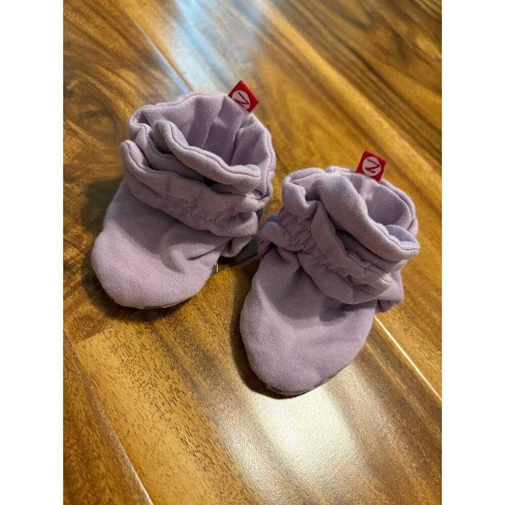 Zutano Cotton Gripper Booties, Purple, Size 12 M